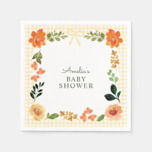 016 Ringelblume Floral Gingham Babyparty Serviette