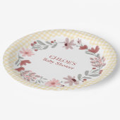 016 Ringelblume Wildflower-Bogenrahmen Gingham Pappteller (Schrägansicht)