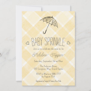 016 Ringelblumen-Kariert-Schirm-Baby-Sprinkle-Part Einladung
