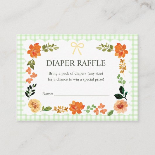 017 Moos-Gingham-Baby-Party-Windel-Raffle Begleitkarte (Vorderseite)