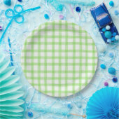 017 Moosgrün Wasserfarbe Gingham L Papierplatten Pappteller (Party)