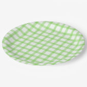 017 Moosgrün Wasserfarbe Gingham L Papierplatten Pappteller (Schrägansicht)