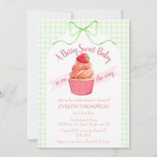 017 Moosgrüne Beere Süße Erdbeere Baby Shower Einladung