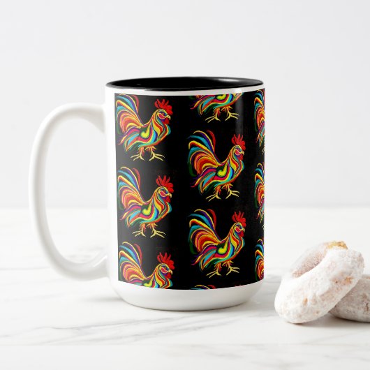 0180 - Rooster-Tasse Zweifarbige Tasse (Mit Donut)