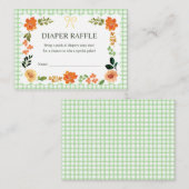 018 Gras-Gingham-Baby-Shower-Windeldiaper-Raffle Begleitkarte (Vorne/Hinten)