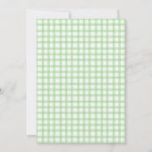 018 Gras Scroll Gingham Kreuz Kerze Taufe Einladung (Rückseite)
