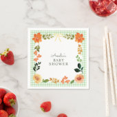 018 Grasgrüne florale Gingham-Baby-Shower Serviette (Beispiel)