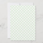 018 Grasgrüne Gingham-Babyschauer-Regenschirm Einladung (Rückseite)