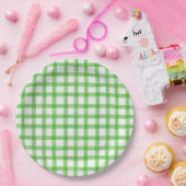 018 Grasgrünes Wasserfarben-Gingham-L-Papiertablet Pappteller (Party)
