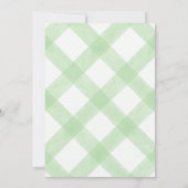 018 Grass Green Teddy Bear Gingham Baby Shower Einladung (Rückseite)