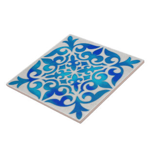 019 Vintages Design der Keramik mit blauen Kacheln