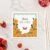 019 Wald-Ringelblumen-Monarch-Gingham-Baby-Shower Serviette (Beispiel)