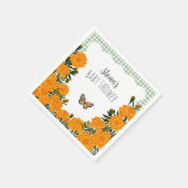 019 Wald-Ringelblumen-Monarch-Gingham-Baby-Shower Serviette (Ecke)