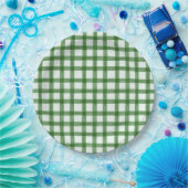 019 Waldgrün Wasserfarbe Gingham L Papierplatten Pappteller (Party)
