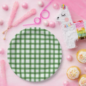 019 Waldgrün Wasserfarbe Gingham L Papierplatten Pappteller (Party)