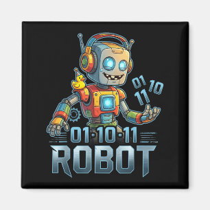 01 10 11 Roboter lustig für Männer Frauen Kinder Magnet