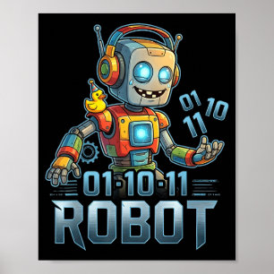 01 10 11 Roboter lustig für Männer Frauen Kinder Poster