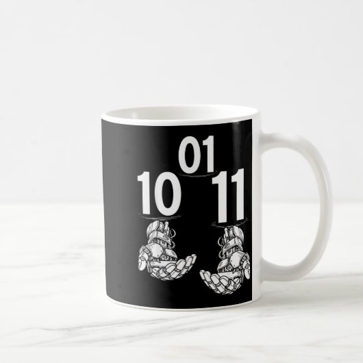 01 10 11 Roboter lustige Hände Roboter Männer Mädc Kaffeetasse (Rechts)