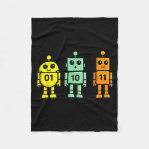 01 10 11 Roboter lustiger Binärcode Roboter 01 10 Fleecedecke