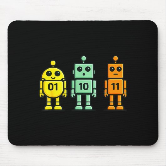 01 10 11 Roboter lustiger Binärcode Roboter 01 10 Mousepad (Vorne)