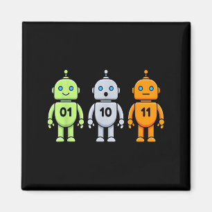 01 10 11 Roboterprogrammierung lustige Männer Frau Magnet