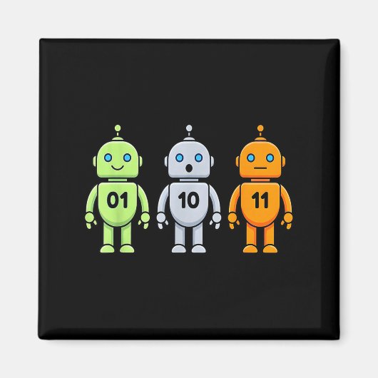 01 10 11 Roboterprogrammierung lustige Männer Frau Magnet (Vorne)