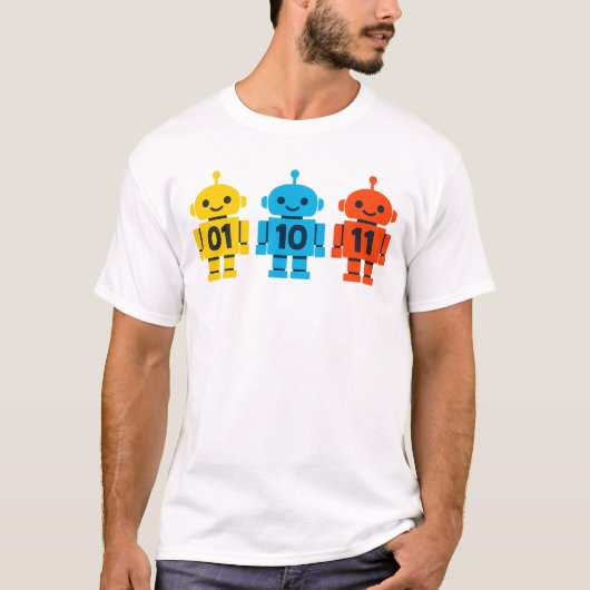 01 10 11 Robots Binary Code Cute Tech Design T-Shirt (Vorderseite)