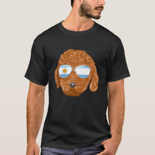 01 Argentinische Flagge Brauner Pudel Hund Argenti T-Shirt