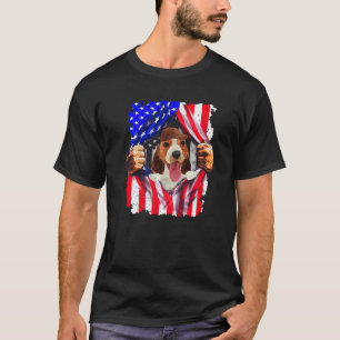 01 Beagle Hund 4. Juli US-Flagge Patriotischer Pud T-Shirt