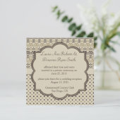 01 Braun Tan Cream Damask Dots Post Hochzeit Einladung (Stehend Vorderseite)