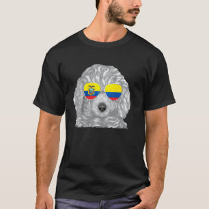 01 Brauner Pudel Hund Ecuador Flagge Sonnenbrille T-Shirt