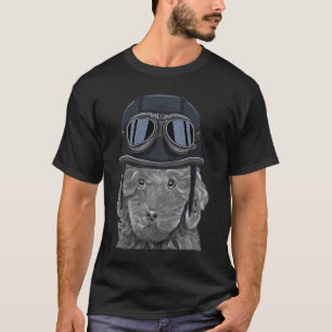 01 Brauner Pudel mit Vintage-Motorradhelm T-Shirt
