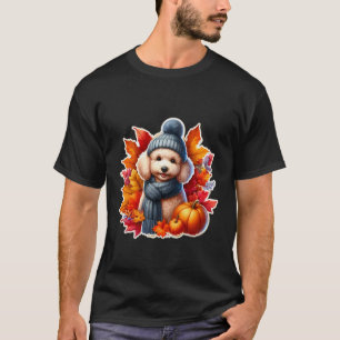 01 Herbst Pudel Hund Kürbis Blätter Besitzer Liebe T-Shirt