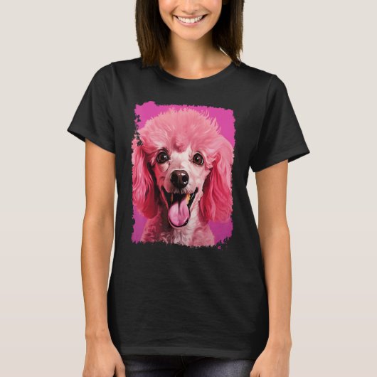 01 Hund Rosa Pudel T-Shirt (Vorderseite)