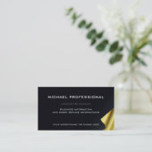01 Modernes Berufliches Visitenkartengold schwarz Visitenkarte (Stehend Vorderseite)