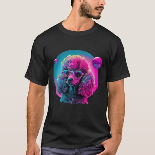 01 Poodles Synthwave Traumlandschaft T-Shirt (Vorderseite)