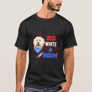 01 Pudel Rot Weiß Boom 4. Juli T-Shirt