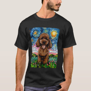 01 Schokoladen Pudel Süßer Welpe Braune Sternennac T-Shirt