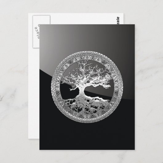 [01] Silberkeltischer Baum des Lebens Postkarte (Vorne/Hinten)