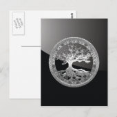 [01] Silberner keltischer Baum des Lebens Postkarte (Vorne/Hinten)