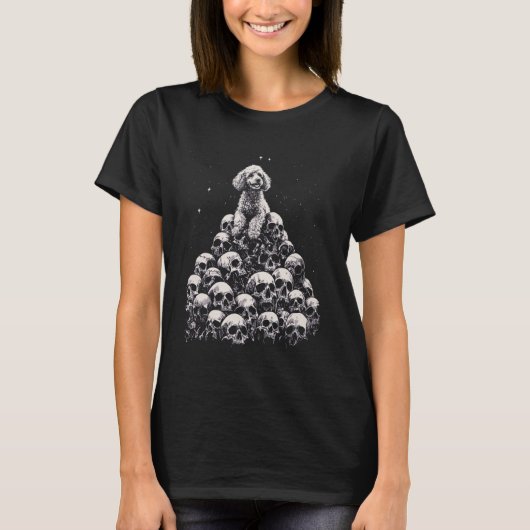 01 Skelett Hund Pudel T-Shirt (Vorderseite)