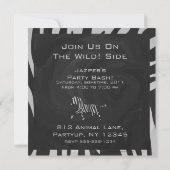 01 Zebra weiß und schwarz Monogramm Einladung (Rückseite)