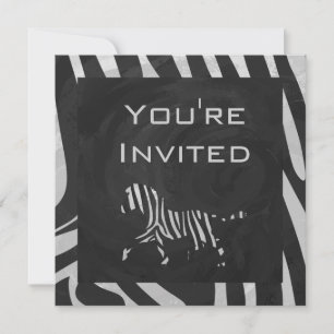 01 Zebra weiß und schwarz Monogramm Einladung