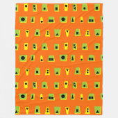 020216 - Grün, Gelb und Schwarz auf Orange FF6600 Fleecedecke (Vorderseite)