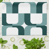 020614 - Ocean Green and Dark Green on White Küchentuch (Gefaltet)