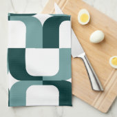 020614 - Ocean Green and Dark Green on White Küchentuch (Viertel Falte)