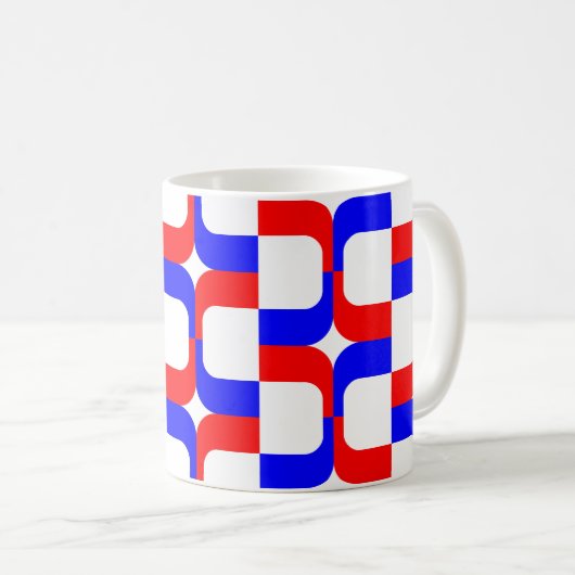 020614 - Rot und Blau auf Weiß Kaffeetasse (VorderseiteRechts)