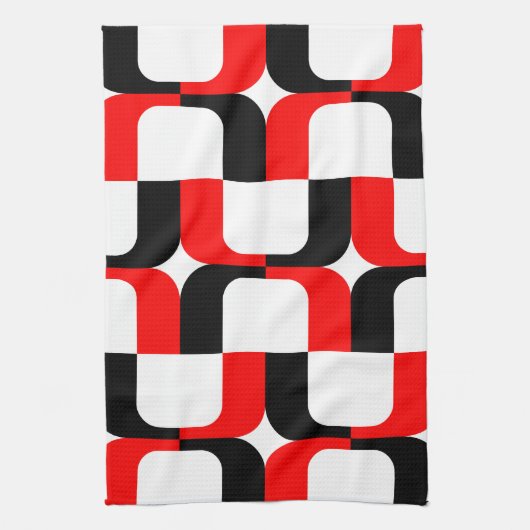 020614 - Rot und Schwarz auf Weiß Geschirrtuch (Vertikal)