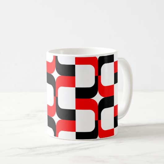 020614 - Rot und Schwarz auf Weiß Kaffeetasse (VorderseiteRechts)