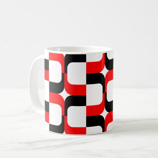 020614 - Rot und Schwarz auf Weiß Kaffeetasse (Vorderseite Links)